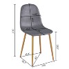 FurnitureR Dining Chairs Set of 4, Velvet Dining Room Seating, Armless Kitchen Chairs, Side Chair Mid-back for Living Room Bedroom Home Office, Grey - 2 of 4