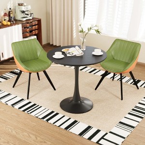 Spassway 3-Piece Dining Table Set 32" Round MDF Dining Table with 2 Swivel PU Dining Chairs for Small Living Room Dining Room - 1 of 4