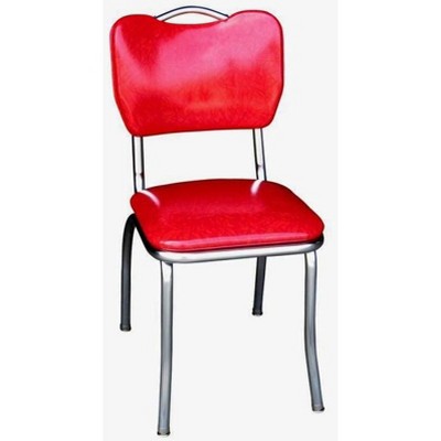 Richardson Seating Handle Back Unstriped Diner Chair Cracked Ice Red: Retro Kitchen Furniture, Vinyl Upholstery, Metal Frame