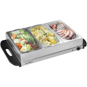 Alpha Living 3x2.5 QT Stainless Steel Electric Food Warmers with Temperature Control for Parties Buffet Premium Catering Supplies - 1 of 4