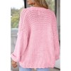 Women's Sweater Knit Cardigan with Pockets - Open Front Cable Knit Chunky Thick Sweater for Comfy Winter Knitwear,Pink - M - 4 of 4