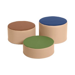 ECR4Kids SoftZone Colorful Stump Stool Set, 3-Piece - 1 of 4