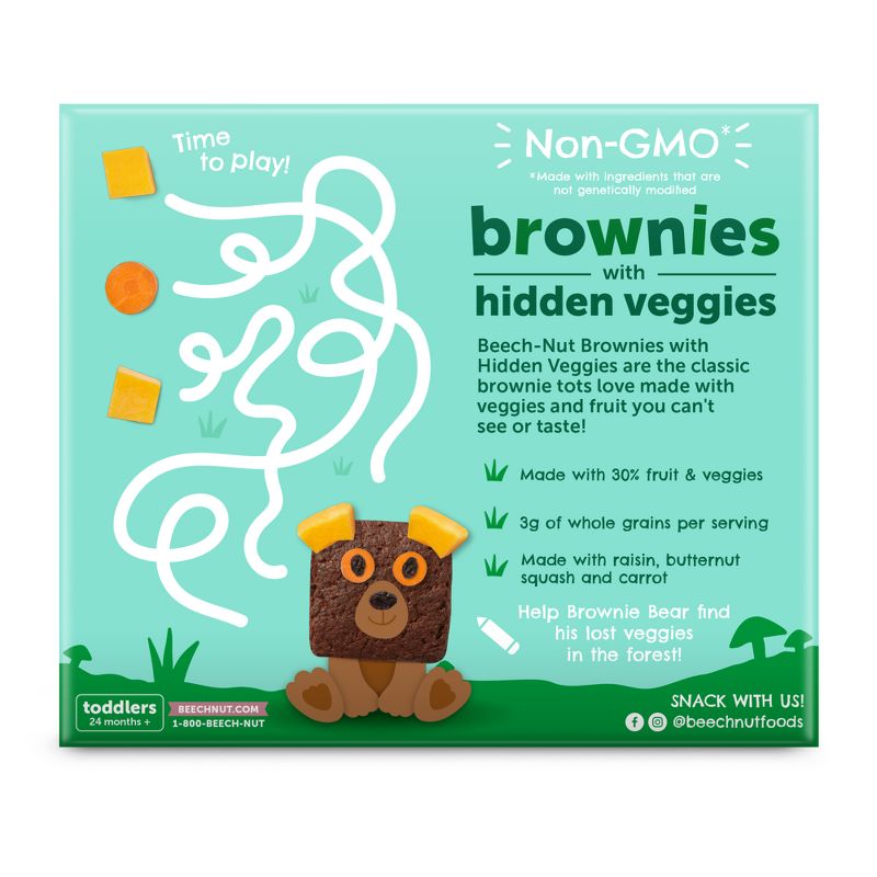 Beech-Nut Hidden Veggies Brownies Chocolate Toddler Snacks - 4.1oz/5pk, 2 of 9