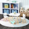 GlasFlength Accent Table Sets, Toddler Activity Play Dining Study Desk with Chairs, for Reading, Drawing, Playing, White, 23.6"*23.6"*17.3" - 4 of 4