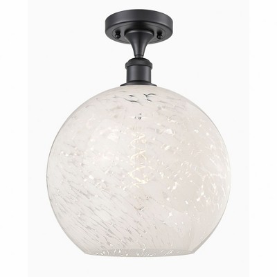 White Mouchette - 1 Light Semi-Flush Mount In Modern Style-14.75 Inches Tall and 12 Inches Wide