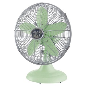 Good Housekeeping All-Metal Oscillating Retro Desk Fan with 3 Speeds and Tilt Adjustment for Office, Bedroom or Living Room Use, 12 Inch, Green - 1 of 4