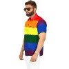LA LEELA Men's Summer Beach Shirt Hawaiian Short Sleeve Button Down Rainbow Flag Shirts for Men L Multicoloured - 3 of 4