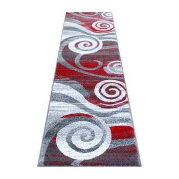 Emma and Oliver Contemporary Swirl Plush Pile Accent Rug with Scraped Effect and Jute Backing