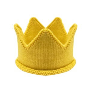 Wrapables Baby Boy & Girl Birthday Party Knitted Crown Headband Beanie Cap Hat, Yellow - 1 of 3