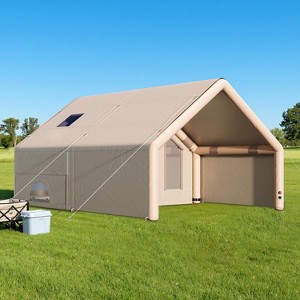 AMERLIFE Inflatable Camping Tent, Large Blow Up Cabin with Pump, Skylight, Stove Jack, Waterproof Oxford Fabric, Easy Setup Family Glamping Shelter - 1 of 4