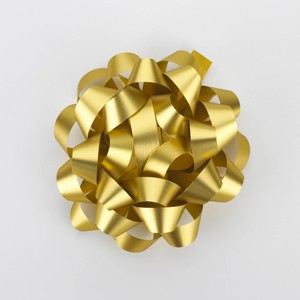 Bows And Sparkles 6" Large Glossy Gift Bow Gold - 1 of 3