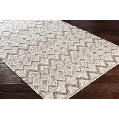 Handmade Gray and Cream Wool 9' x 12' Bohemian Area Rug