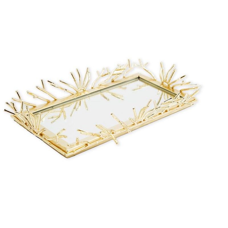 Classic Touch Rectangular Decorative Mirror Tray with Gold Design Border, 2 of 4