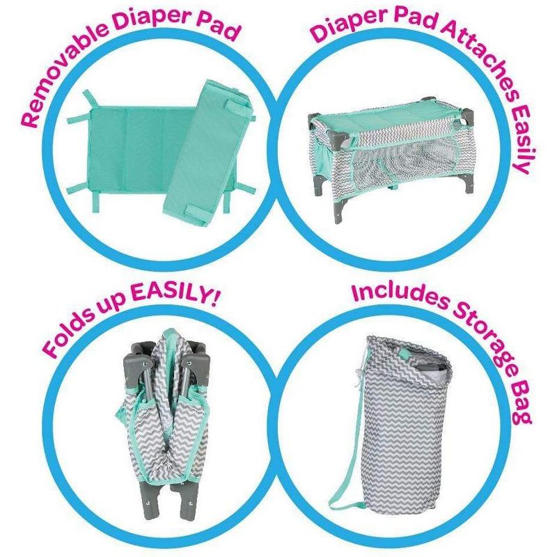 Adora Baby Doll Deluxe Pack-N-Play & Changing Table Set - Zig Zag, 3 of 11
