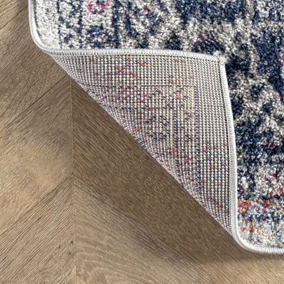 Blue 10' x 14' Vintage Medallion Synthetic Area Rug