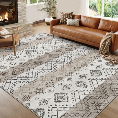 Modern Abstract Patchwork Pattern Rugs for Living Room Thin Washable Low Pile Area Rug Indoor Soft Carpet for Bedroom