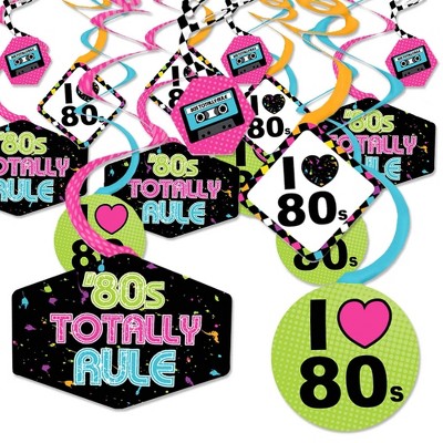 Big Dot of Happiness 80's Retro - Totally 1980s Party Hanging Decor - Party Decoration Swirls - Set of 40