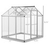 Greenhouse Portable Outdoor Walk-In Greenhouse with Roof Vent and Rain Gutter for Plants, Herbs and Vegetables - 6' L x 6' W x 6.4' H - 3 of 4