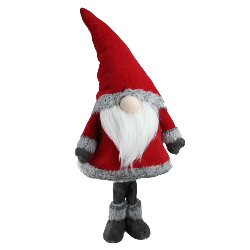 Northlight 28” Red Standing Christmas Santa Claus Gnome with Gray Faux Fur Trim, 1 of 5
