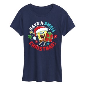 Women's - SpongeBob SquarePants - Have A Swell Christmas Short Sleeve Graphic T-Shirt - 1 of 4
