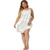 Agnes Orinda Women's Plus Size Spaghetti Strap Adjustable Lace Insert Satin Cami Nightdress - 3 of 4