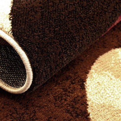 Tribeca Brown and Red Abstract 3-Piece Area Rug Set