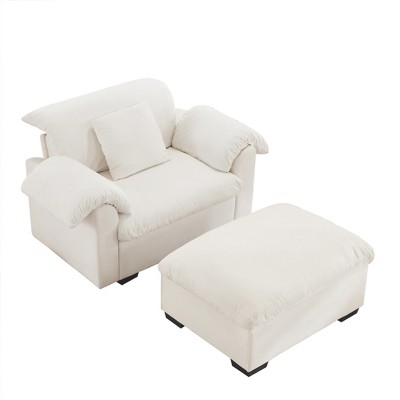 SKRAN Single Sofa Couch, Comfy Upholstered Deep Armchair with Storage, Modern Lounge Chair for Living Room Bedroom, Small Space