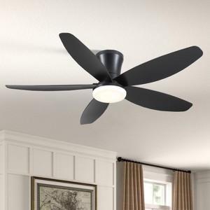 36 or 42 or 48 inch Low Profile Flush Mount Ceiling Fan with LED Light and Remote - 1 of 4
