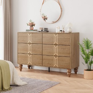 Whizmax 6-Drawer Chest of Drawers for Bedroom, Wooden Bedroom Drawer Dresser with 6 Storage Drawers - 1 of 4
