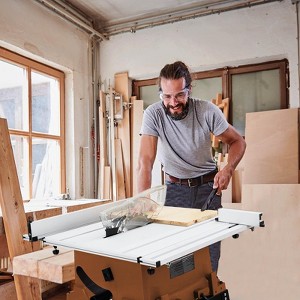 WhizMax Table Saw 10 Inch, 5000RPM Powerful Tablesaw with Stand & Protective Cover, 90°Cross Cut & 0-45°Bevel Cut, Jobsite Table Saw Adjustable Depth - 1 of 4