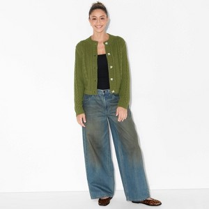 Women's Crewneck Heritage Cable Cardigan - Wild Fable™ - 1 of 3