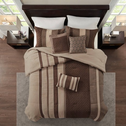 California King Eveline 7pc Faux Suede Comforter Set Tan Target