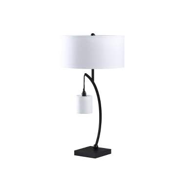 28.5" Contemporary Arc with Hanging Pendulum Metal Table Lamp Black - Ore International