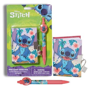 Disney Stitch Mini Diary with Lock and Keys, Ballpoint Pen, 150 Lined Pages, Blue - 1 of 4