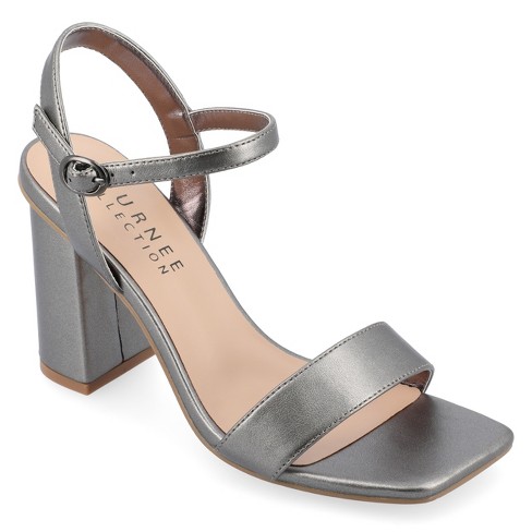Journee Collection Womens Medium And Wide Width Tivona Tru Comfort Foam Mid Heel Ankle Strap Sandals Pewter 8 Target