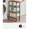 VASAGLE Slim Rolling Cart, 4-Tier Storage Cart, Narrow Cart with Handle, 8.7 Inches Deep, Metal Frame, Rustic Brown and Classic Black - 4 of 4