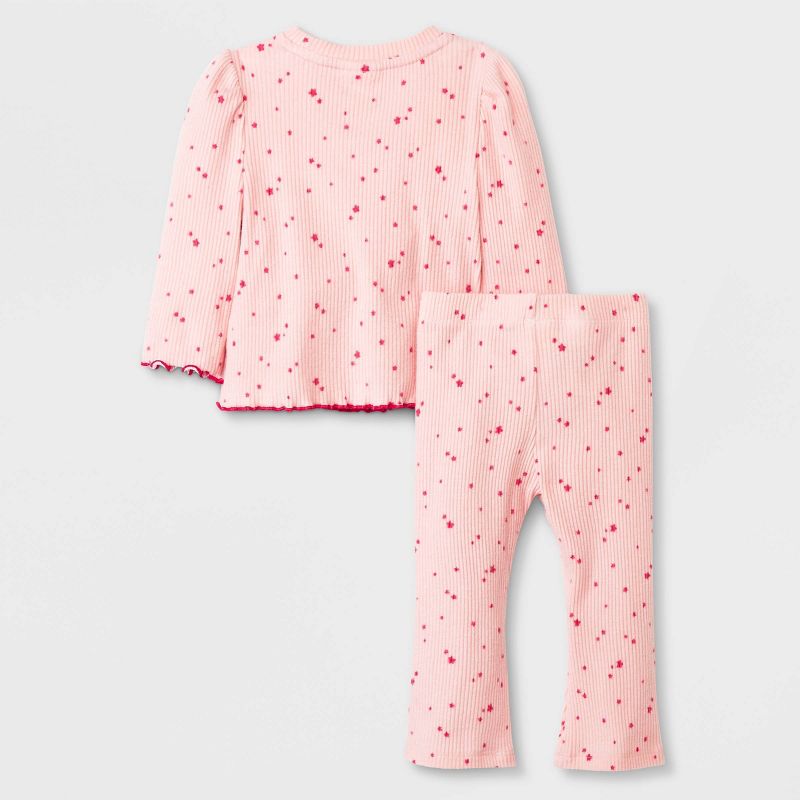 Baby Girls&#39; Cozy Ribbed Top &#38; Bottom Set - Cat &#38; Jack&#8482; Pink, 3 of 6
