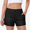 Anna-Kaci Women's Sequin Shorts Elastic Waist Sparkly Party Bottoms with Pockets - 3 of 4