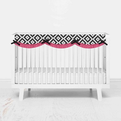 Bacati - Love Black/Fuchsia Long Side Crib Rail Guard Cover