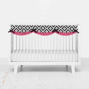 Bacati - Love Black/Fuchsia Long Side Crib Rail Guard Cover - 1 of 4