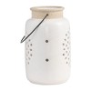 Sagebrook Home Ceramic Lantern - Contemporary Ivory and Beige Flower Cut-Out Creative Decorative Lantern with Handle for Indoor or Outdoor Use - image 3 of 4