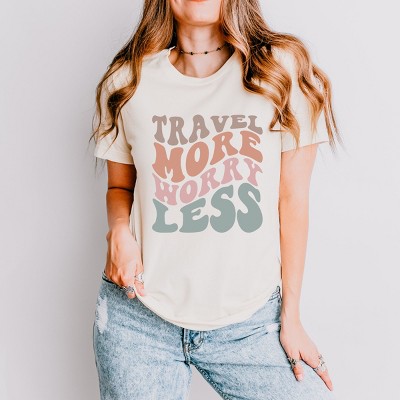 Simply Sage Market Travel More Worry Less Short Sleeve Tee - XS - Cream