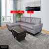 DOMETOUR 3-Piece Modern Faux Leather Sofa Set (1 Sofa + 2 Ottomans) for Living Room - 2 of 4