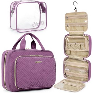 Hanging Toiletry Bag, Travel Makeup Organizer with TSA Approved Transparent Cosmetic Bag for Full-Sized Toiletries - 1 of 4