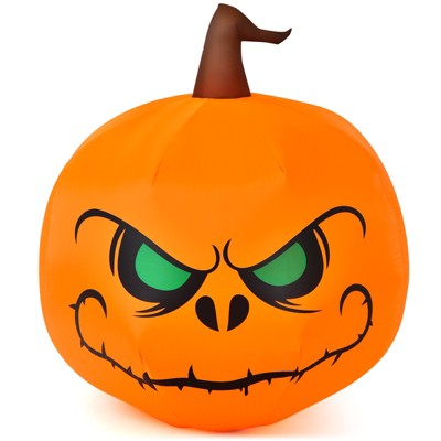 Tangkula 4 FT Halloween Inflatable Pumpkin Large Blow up with Build-in LED Light for Indoor&Outdoor