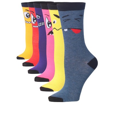 Tipi Toe Women's 6 Pack Colorful Patterned Lightweight Crew Socks