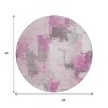Pink And Silver Abstract Washable Indoor Outdoor Area Rug - 3 of 4