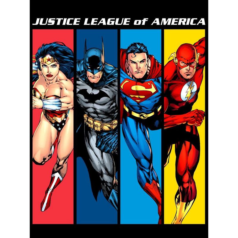 Justice League Wonder Woman, Batman, Superman, Flash Portrait Men's Black T-Shirt, 2 of 4