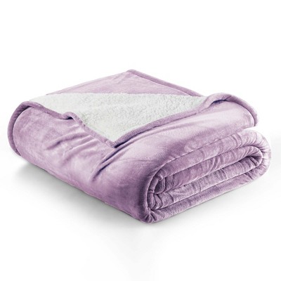 Velvet Plush Blanket with Faux Shearling Reverse - Great Bay Home.
