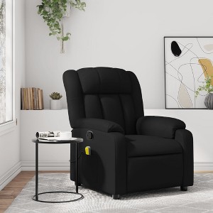 vidaXL Black Faux Leather Recliner Chair - Massage Armchair With Manual Recline, Side Pocket, Metal & Wood Frame For Living Room - 1 of 4